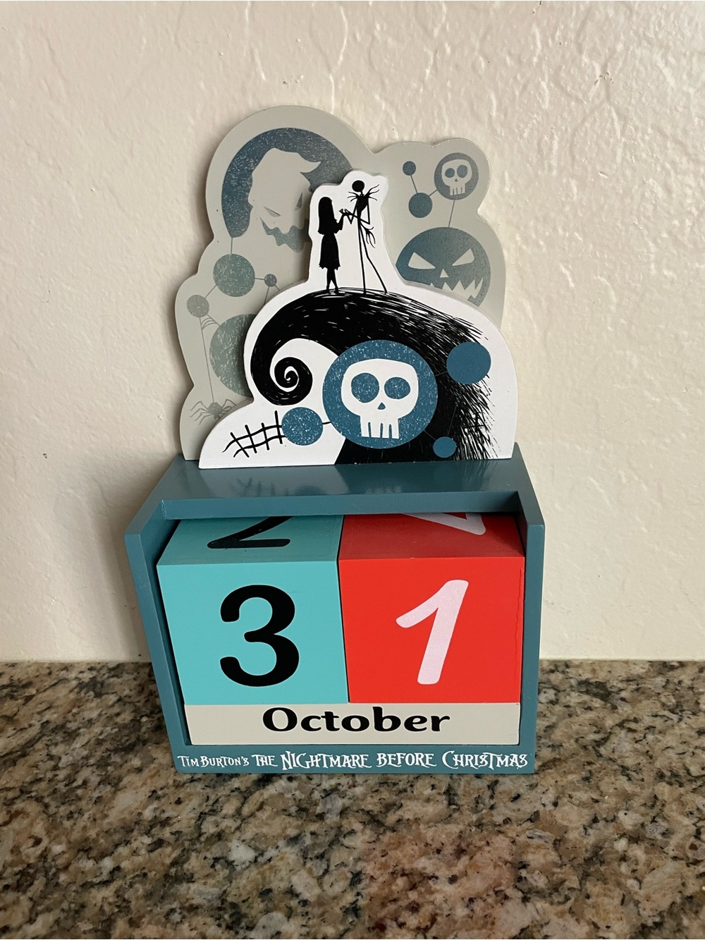 The Nightmare Before Christmas Perpetual Calendar - Teal, Orange & White